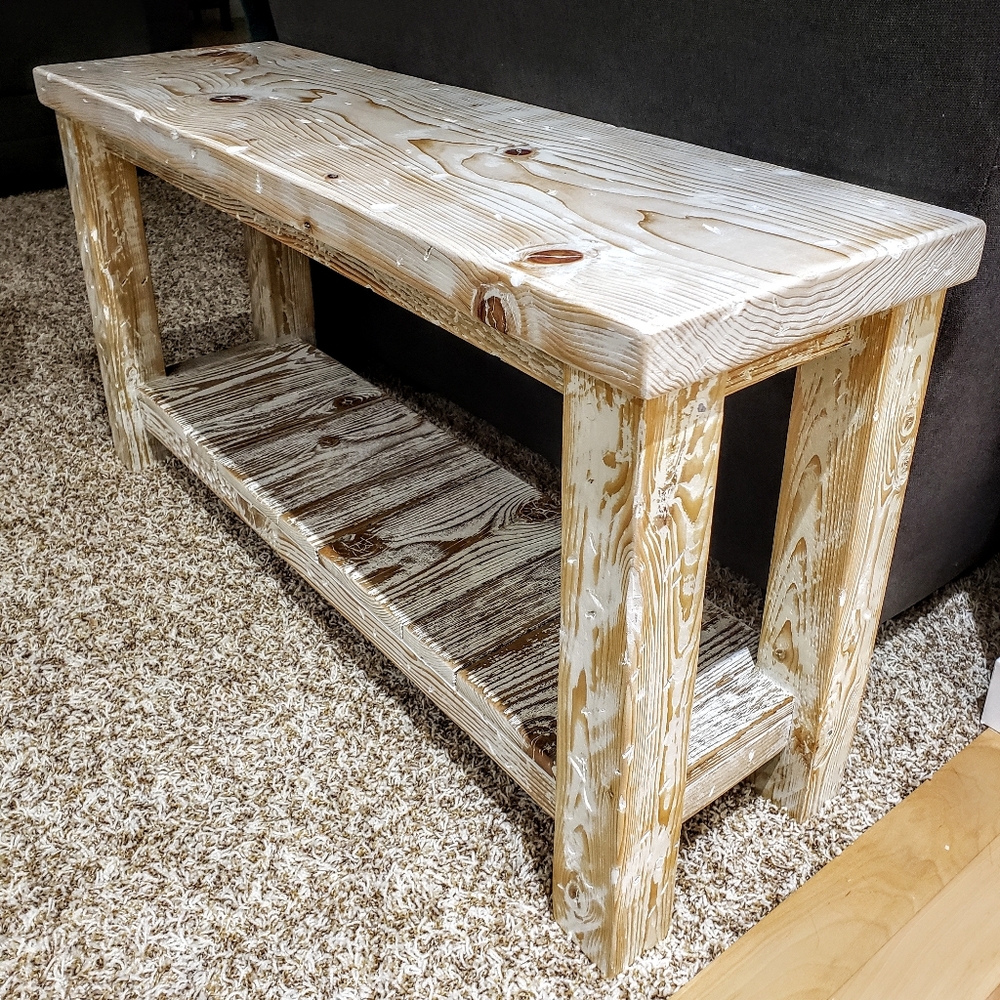 One-of-a-kind handcrafted white rustic wood bench
